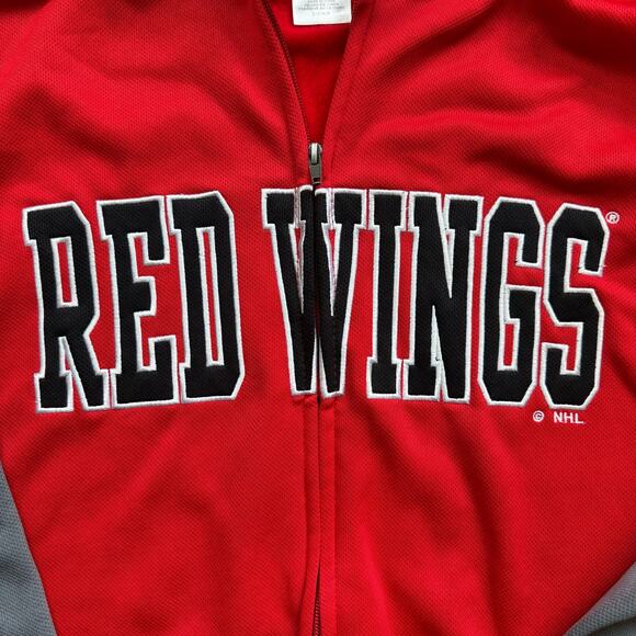 NHL Red Wings Hockey Hooded Zip Up Sweatshirt Mens Small Red Activewear Hoodie - Picture 2 of 10